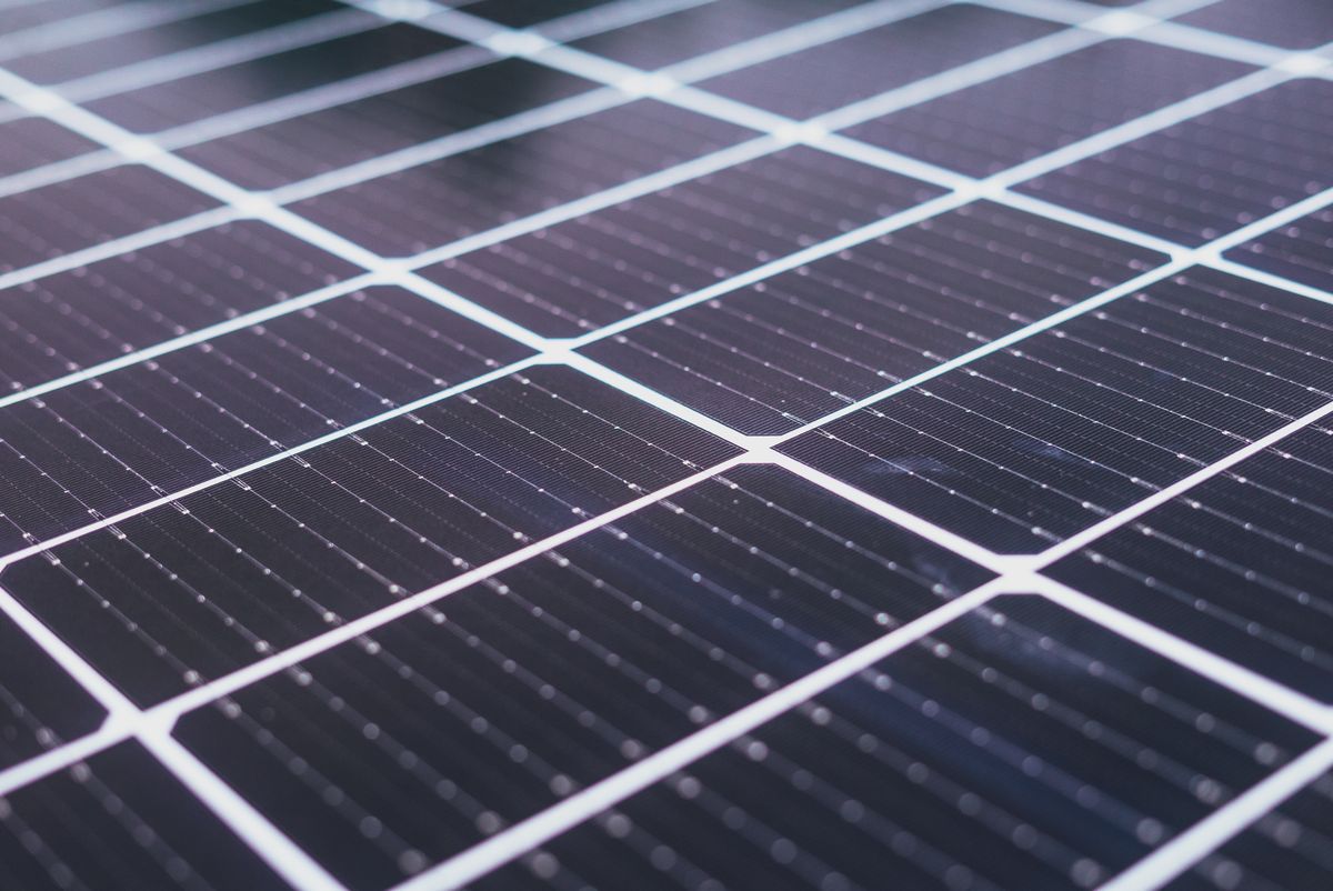 Close-up of solar panel technology components