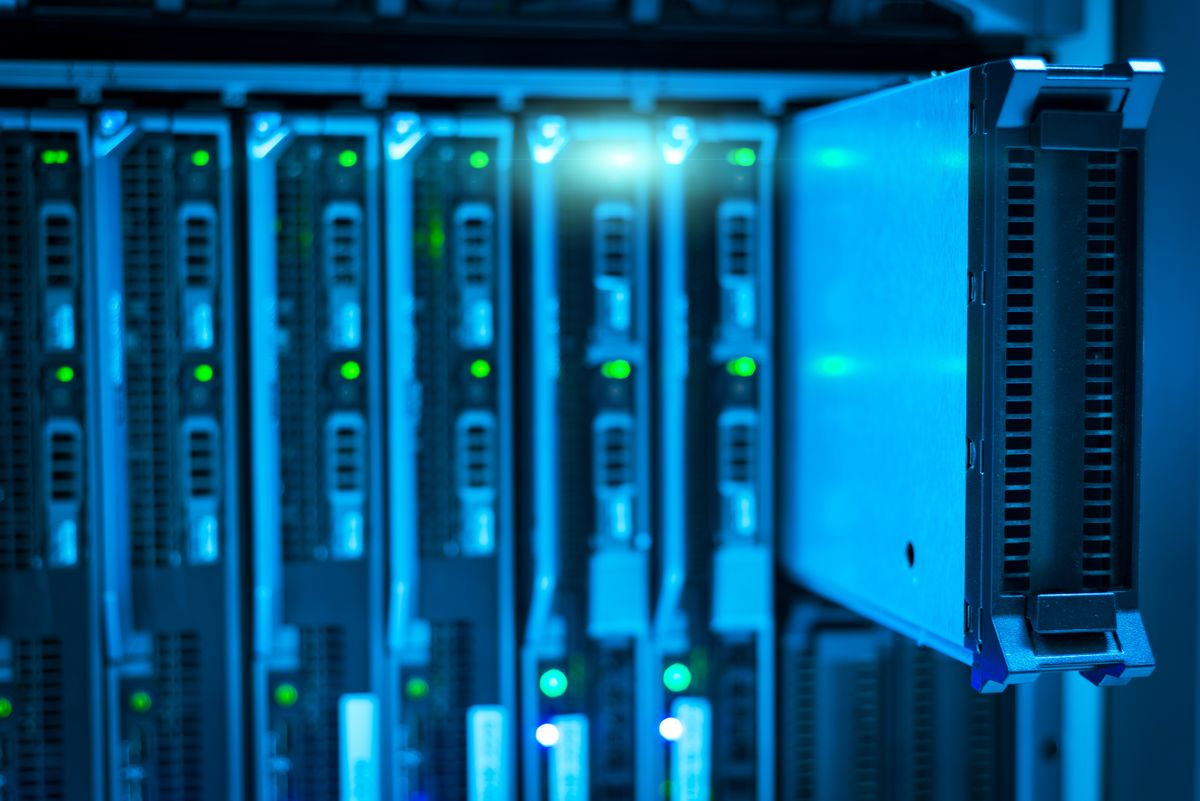 Cloud data center server racks representing AWS, GCP and Azure infrastructure